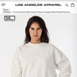 LOS ANGELES APPAREL 14 OZ HEAVY FLEECE CROPPED Boxy MOCK NECK PULLOVER ❗️Altered
